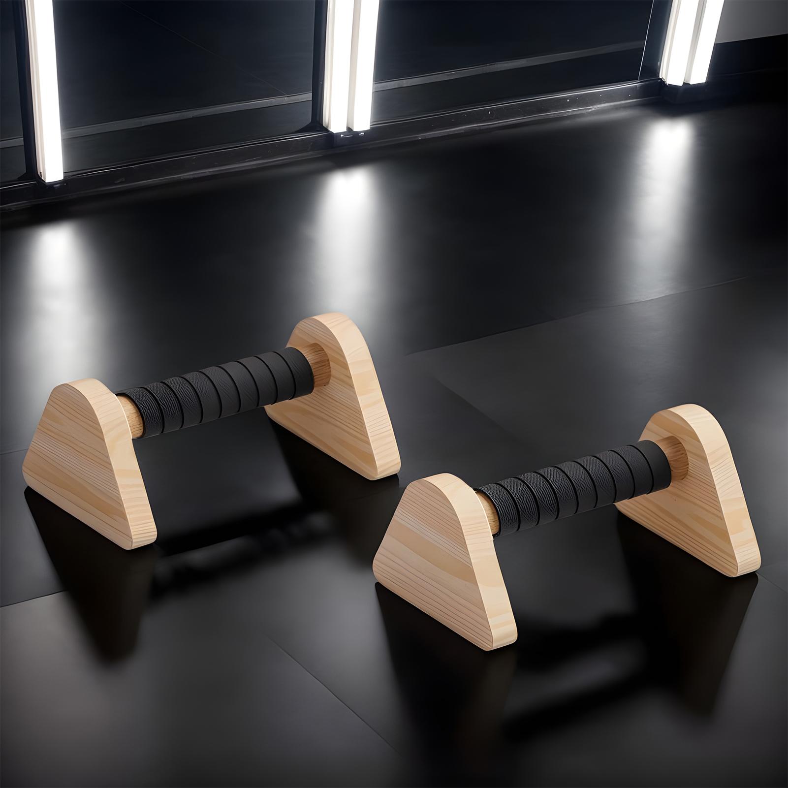 1 Pair Street Fitness Push Up Bar Thickened Handle Solid Wood Push-up Rack Triceps Non-slip Home Exercise Equipment Gym