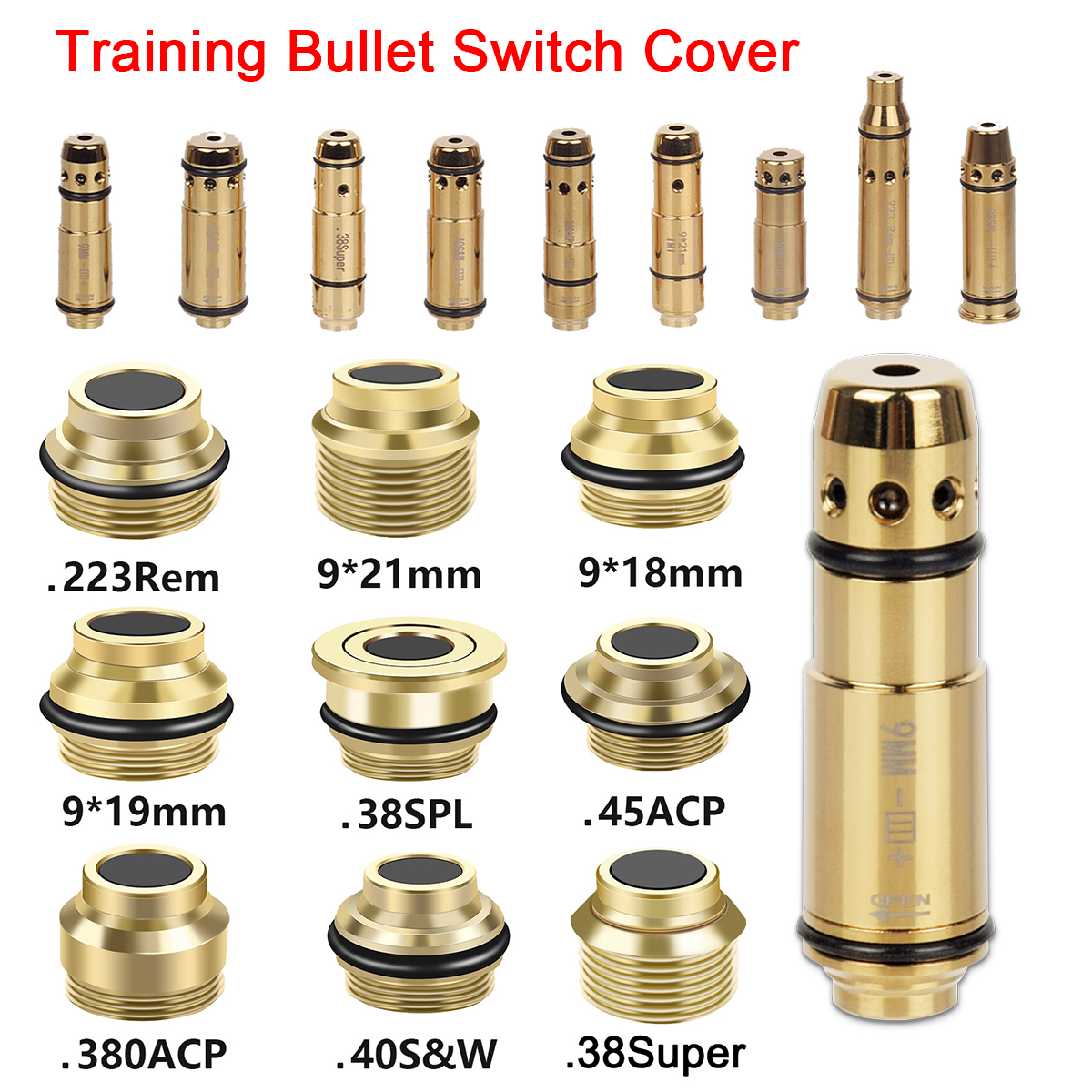 9mm Laser Training Bullet Switch Cover 223Rem .7.63x39mm .40S&W 9x19mm Taurus G2C Trainer Cartridge Boresighter Button Switch