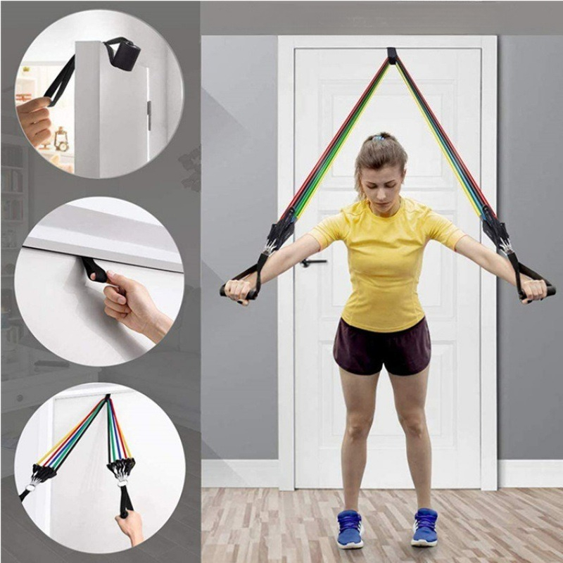 11pcs/Set Pull Rope, Resistance Bands, Portable Fitness Equipment, Ankle Strap, Chest Expander, Elastic Exercise Band