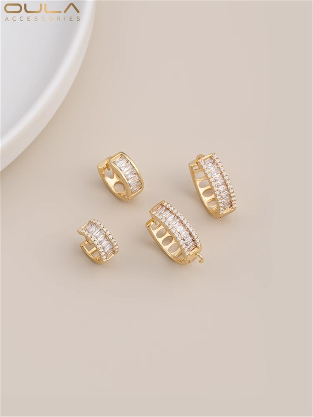 14K Gold-Color Plated Preservation Micro Inset Zircon Round Ear Buckle Oval Drop Earrings Gold Light Luxury High Sense Earrings