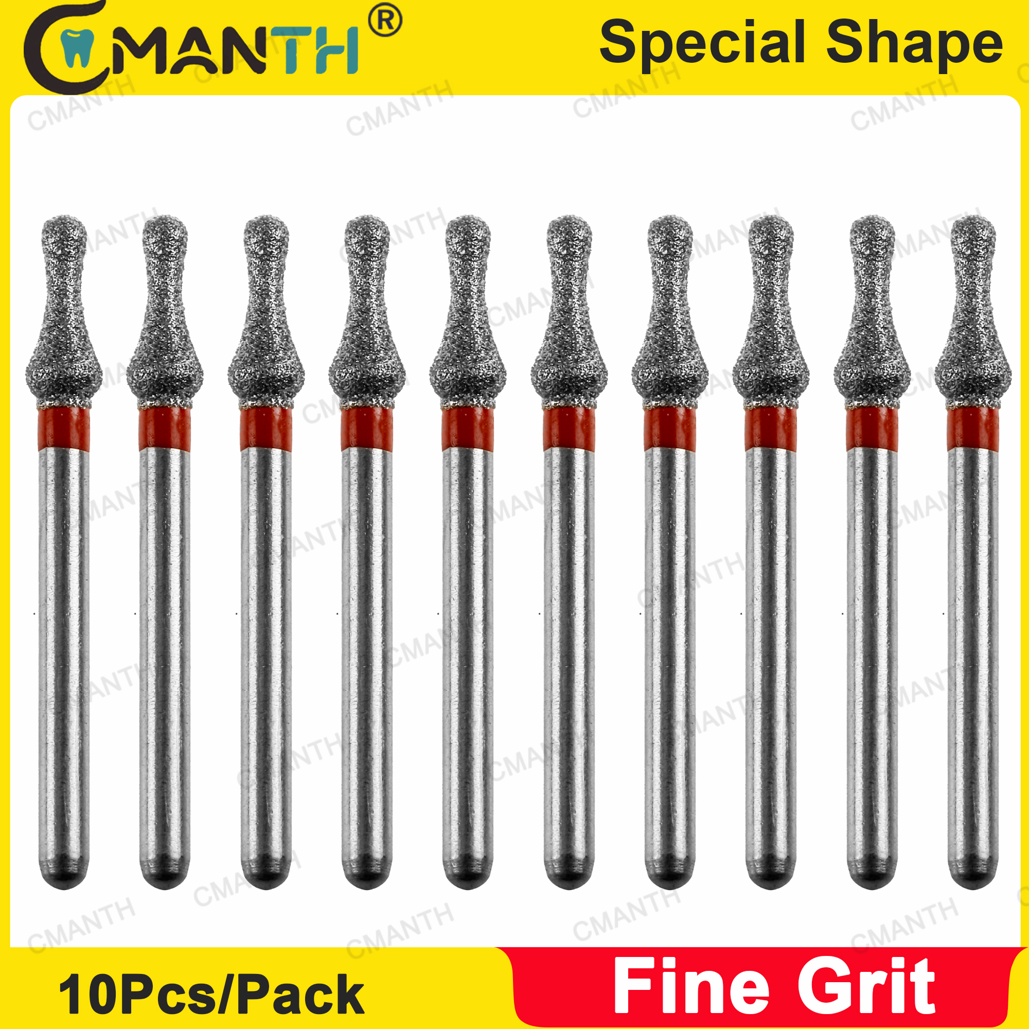 Dental Diamond Burs Drills Friction Grip FG 1.6mm Fine Grit Dentistry Burs ED-37F 370-024F for High Speed Handpiece 10pcs/Pack