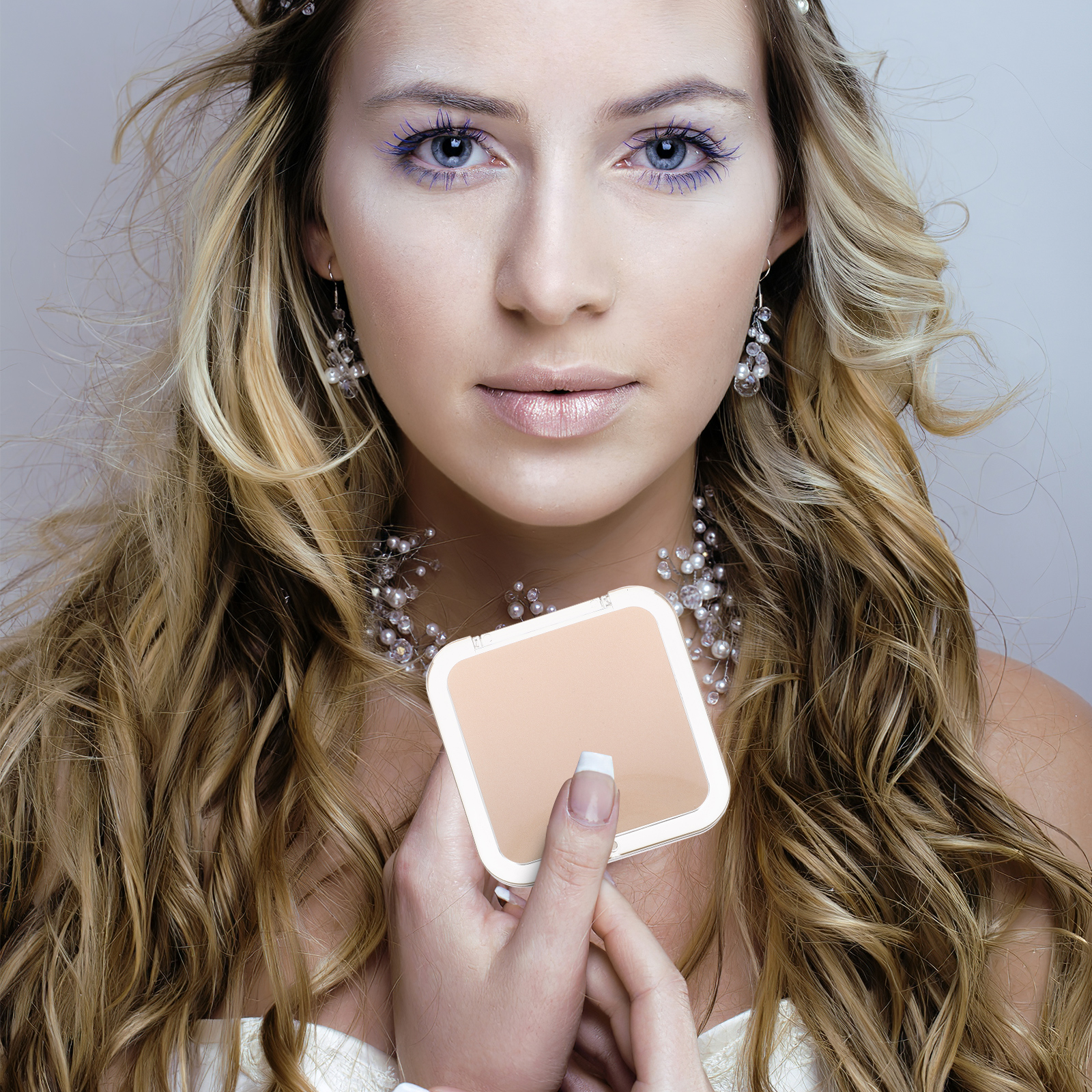 Compact Mirror for Purse Flip Vanity Mirrors Travel with Magnification Khaki Resin