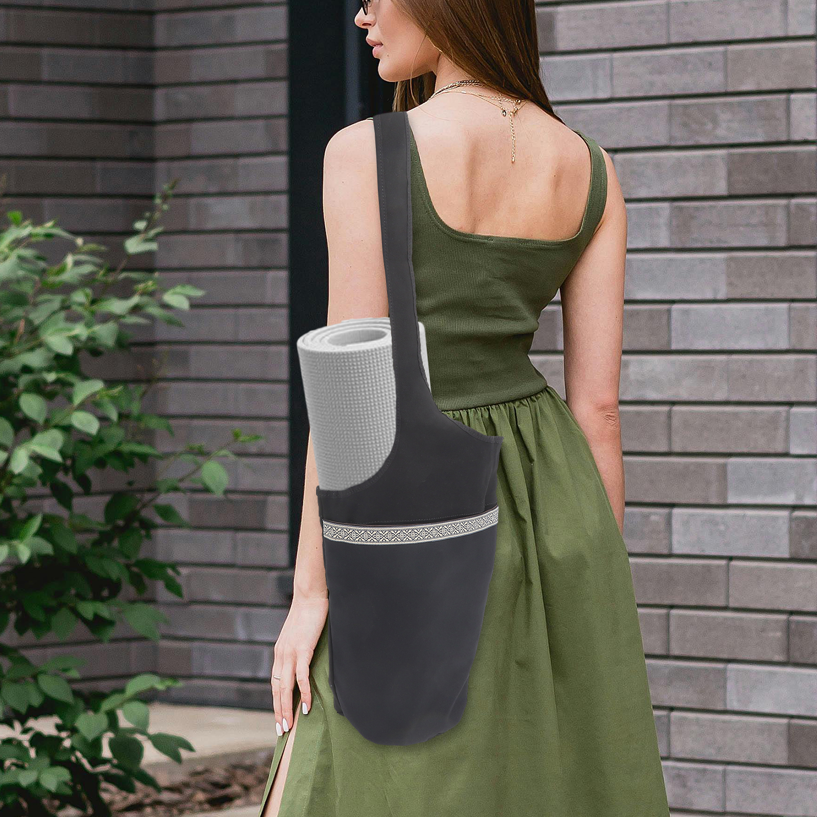 Yoga Mat Carrier Bag Shoulder Strap Folk-custom Items Pouch Portable Canvas for Fitness