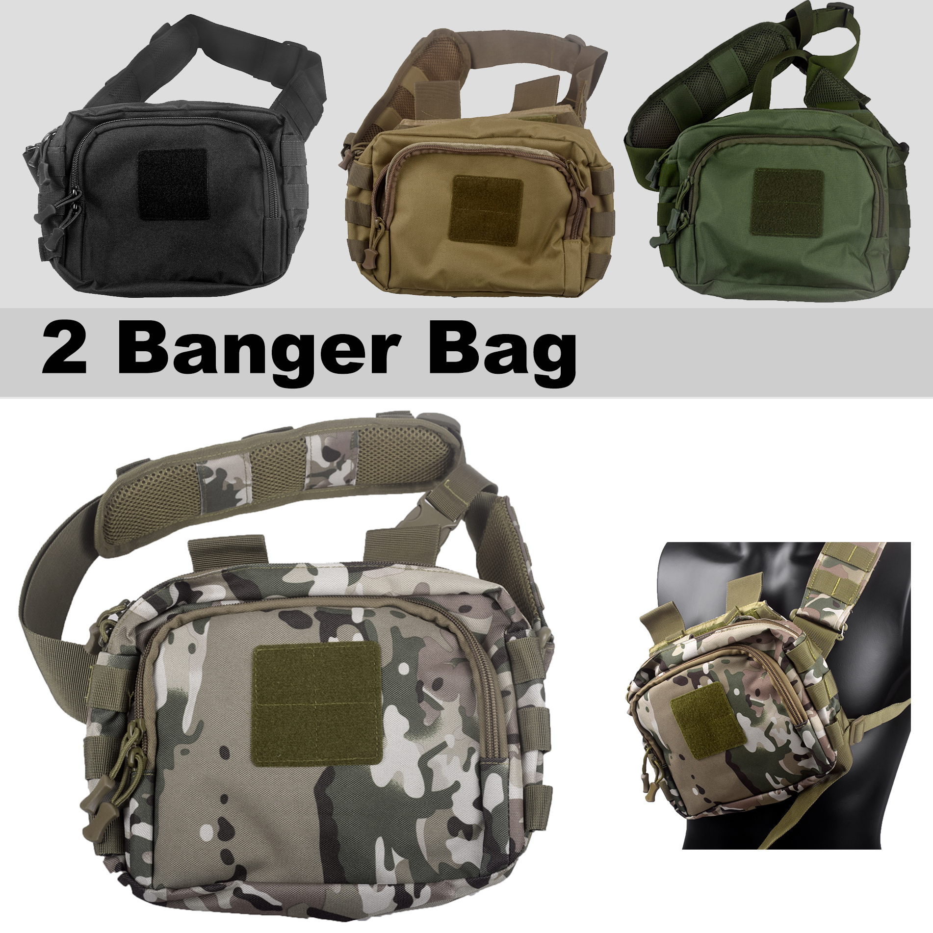Tactical 2 Banger Bag Quick Release Messenger Range Bags Carryall AR M4 Magazine Pouch Crossbody Shooting Hunting Gear Nylon