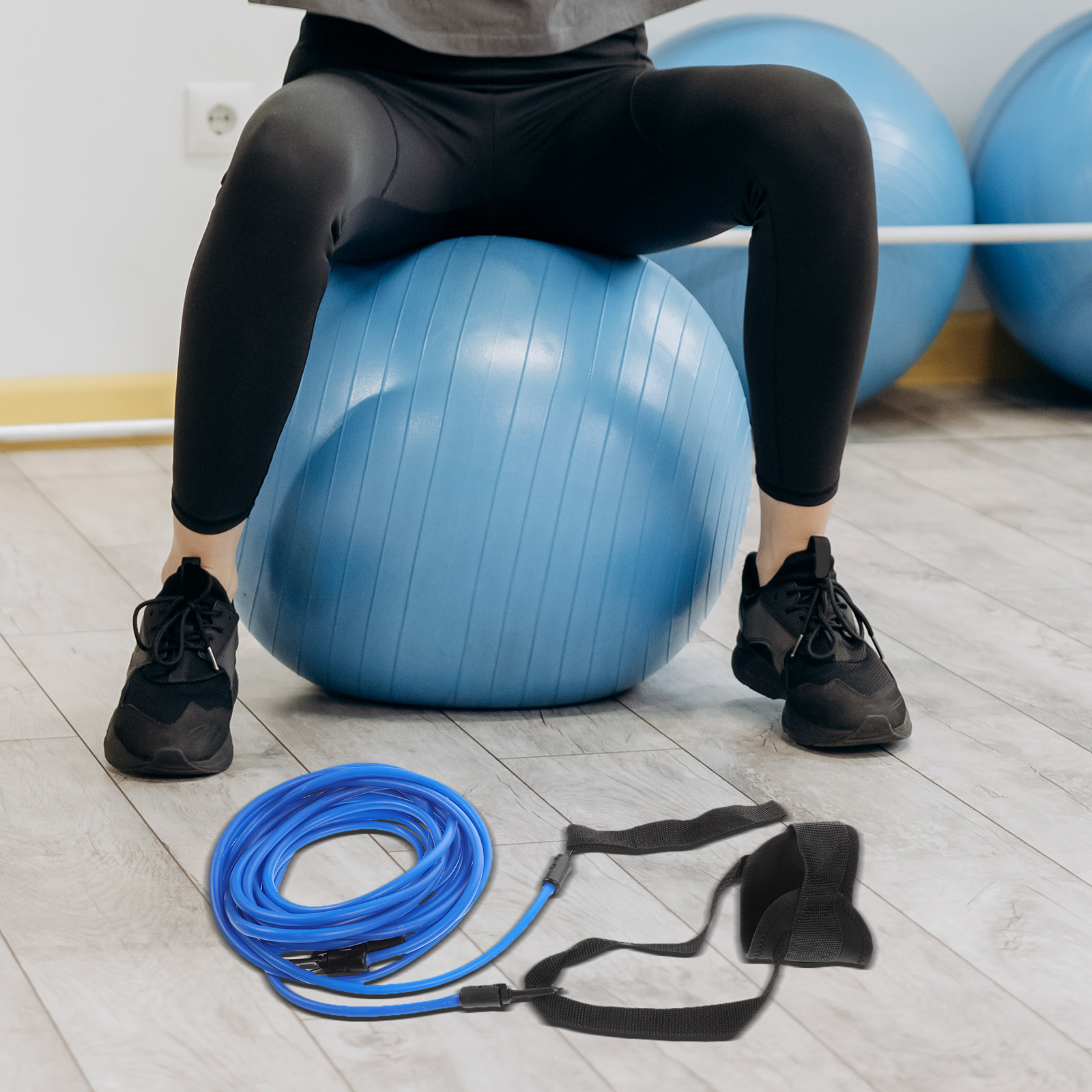 Fitness Resistance Set 6x10x4M Blue Rope Ankle Straps Gym Training Professional Tube Portable Leg Weights Adjustable