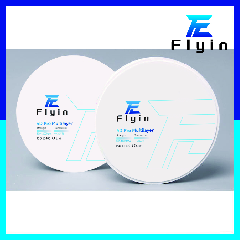 FLYIN Denture Cad Cam Dental Zirconia Block Dental Materials Ceramic Dental Lab 10mm 4D pro Multilayer Zirconia Blocks