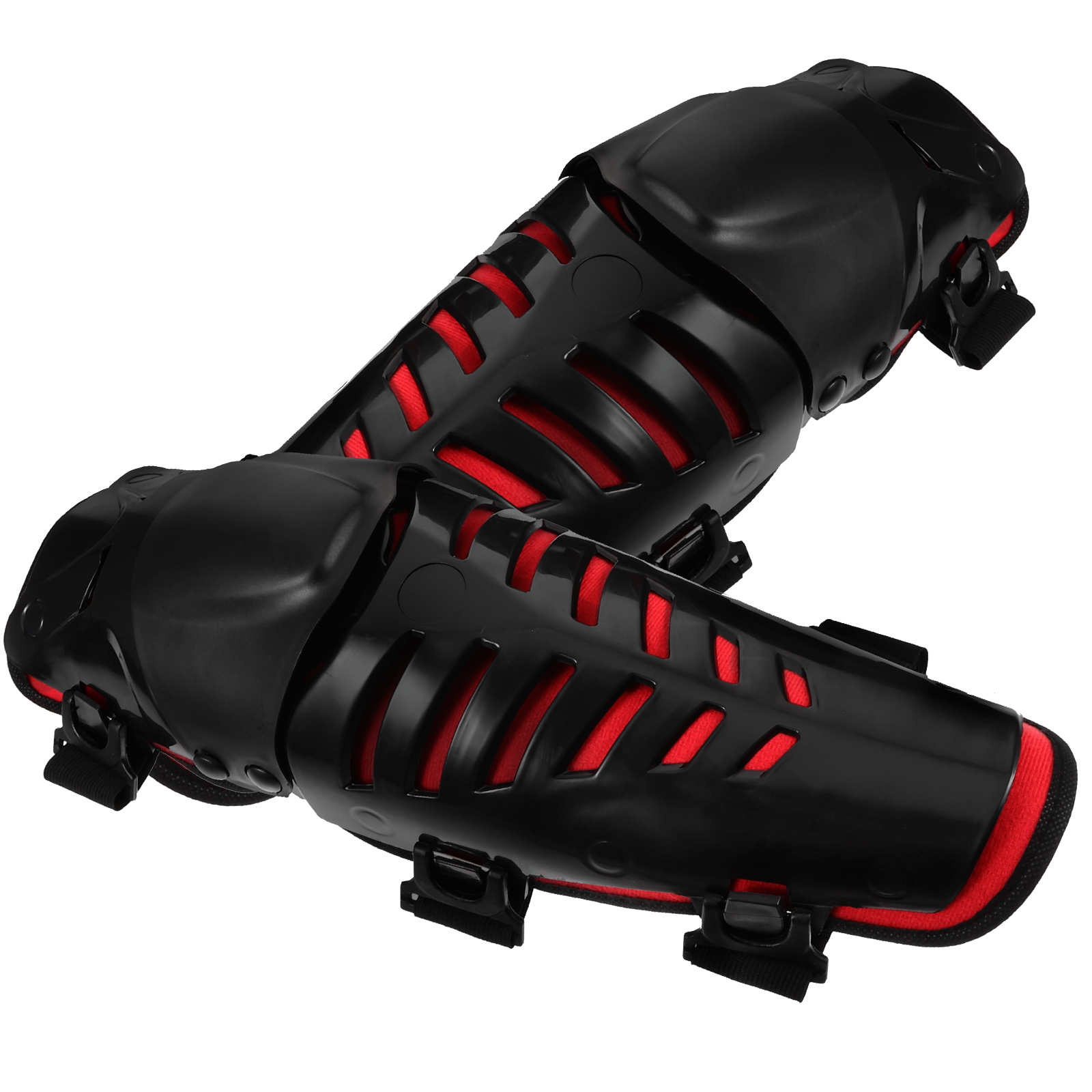 Cycling Knee Pads Motorcycle Riding Protection Black Shell Adjustable Straps Impact Resistance Outdoor Sports Gear