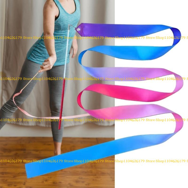 A1A2 2Meters Colorful Gym Ribbon with Twirling Rod, Ribbon Wand for Artistic Dancing Dance Ribbons Gymnastics Ribbon for Kids