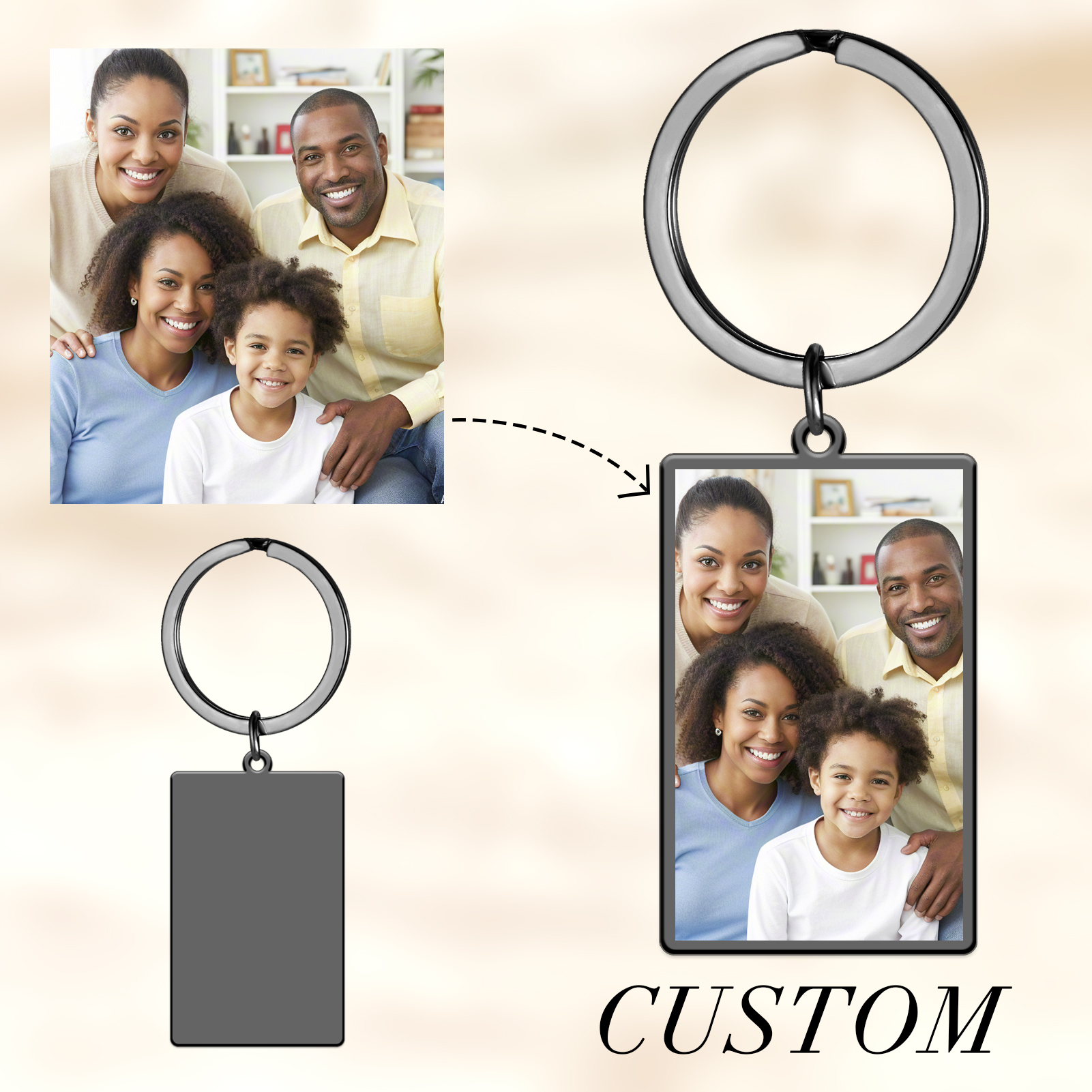 Customized Keychain Family Photo Single-Sided Color Printed Keychain Multiple Colors To Choose Gift For Mothers On Mother's Day