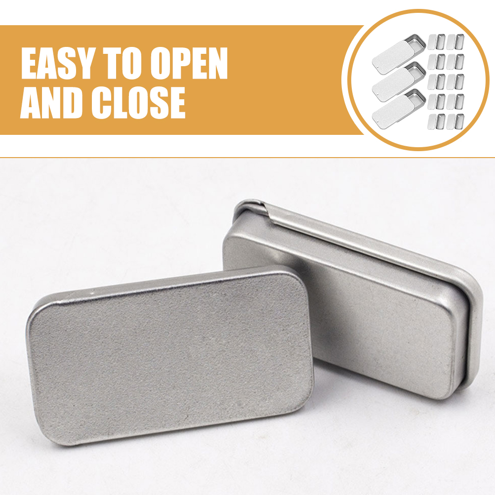 18pcs Balm Boxes 50X25X10mm Matte Silver Tin Containers For Candies Jewelry Gifts Candles Tinplate Cases Metal Tins Small Empty