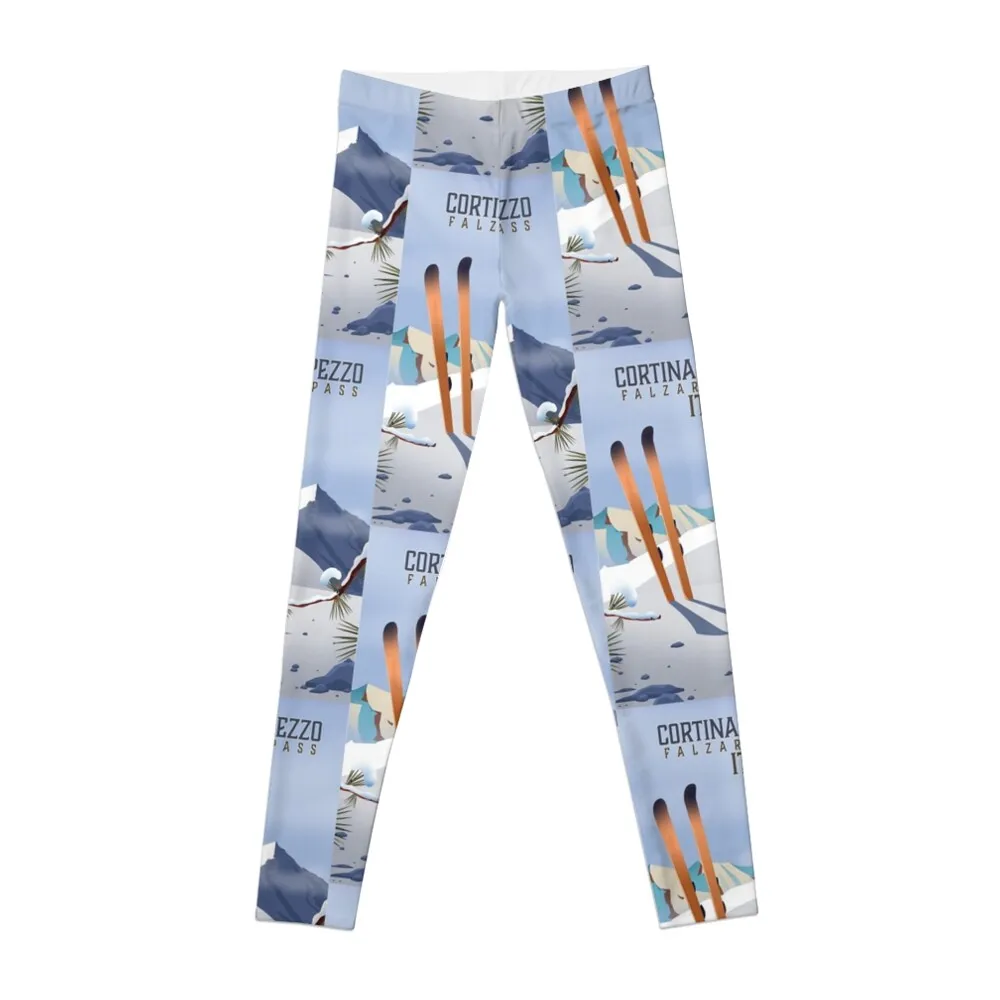 Cortina d'Ampezzo Italy Ski poster Leggings sporty woman gym Fitness woman Womens Leggings