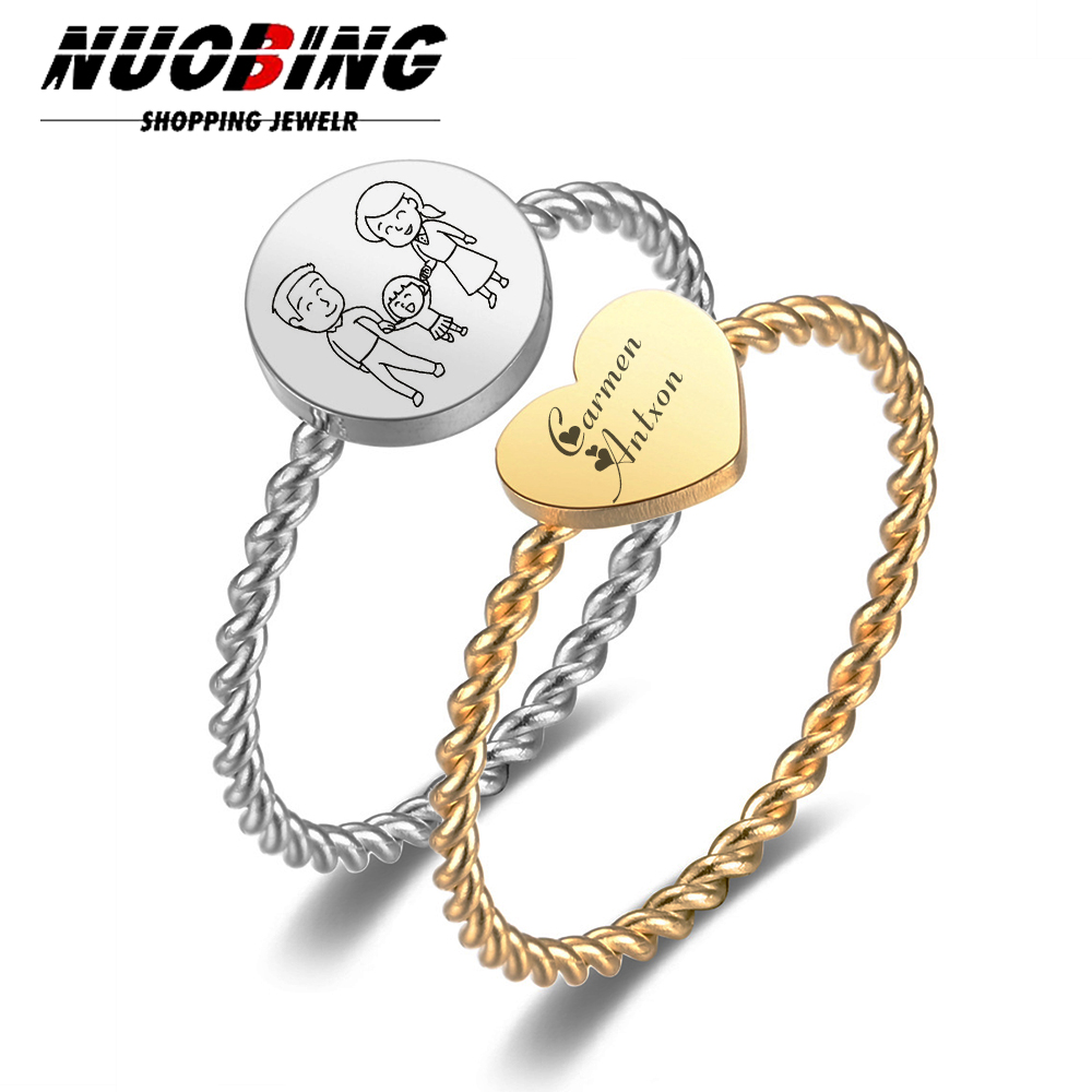 Personalised Custom Wedding Rings for Women Stainless Steel Couple Band Anniversary Name Lovers Romantic Jewelry Gifts
