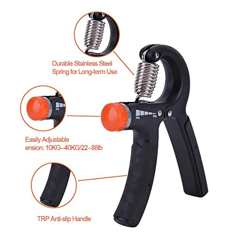 WINMAX 10-40KG Adjustable Hand Grip Exerciser FatGrip Wrist Increase Strength Fitness Spring Finger Pinch Carpal Expander