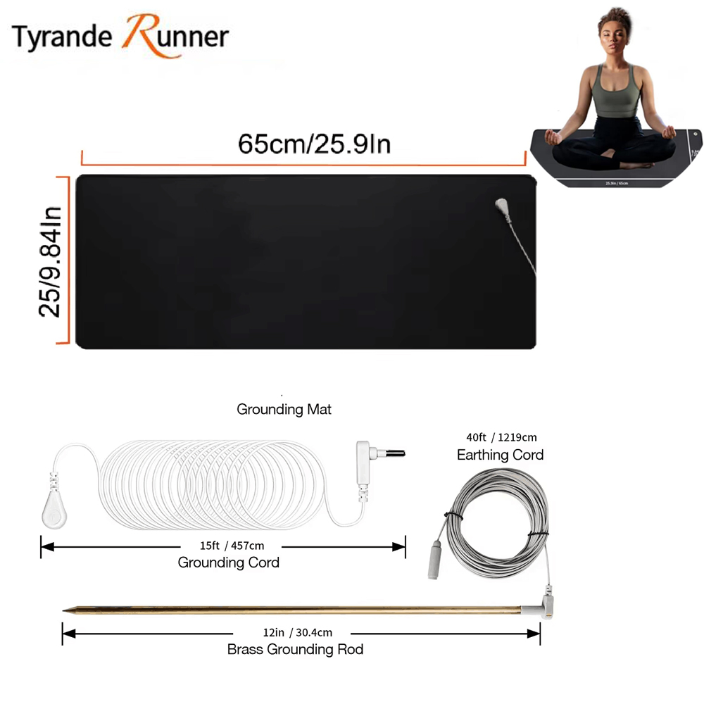 25X65CM Earthing Grounding Foot Mat To Helps An Sleep Assist & Helps Anxiety with Copper Grounded Rod to The Earth EMF Recovery