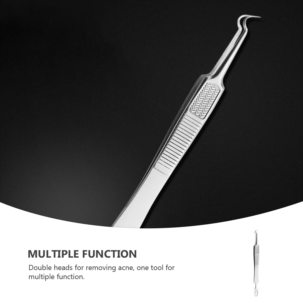 3pcs Curved Acne Clip Stainless Steel Pimple Tweezers Elbow Extractor Tool for Facial Skin Care
