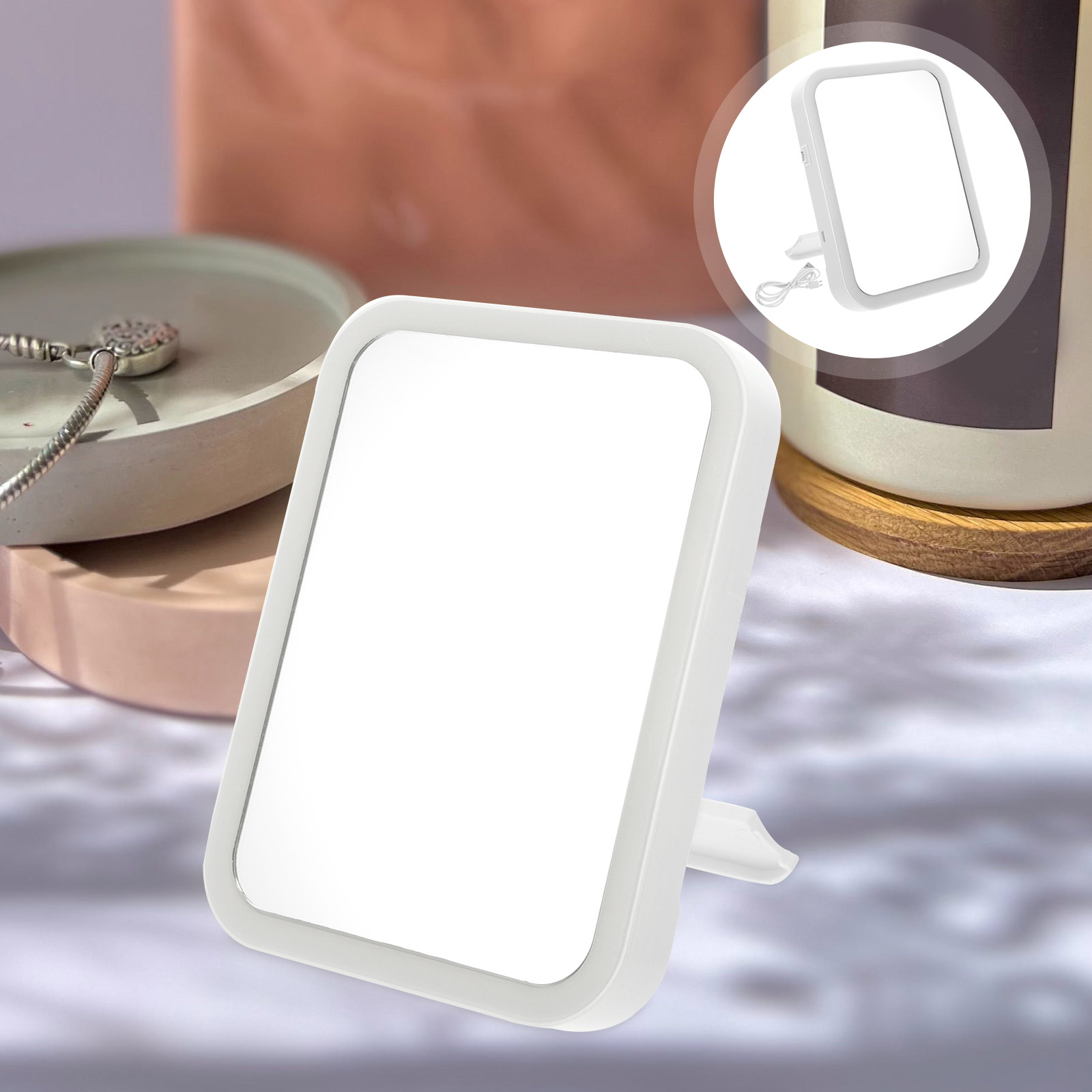 LED Makeup Portable Lights Vanity High Definition LED Light Adjustable Brightness USB Mirror Table Mirror Easy