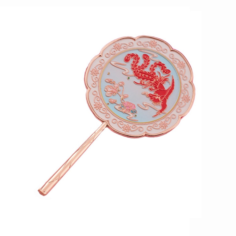 Retro 3D Flower Makeup Mirror Butterfly Textured Chinese Style Metal Cosmetic Mirror Exquisite Cartoon Makeup Mirror Travel