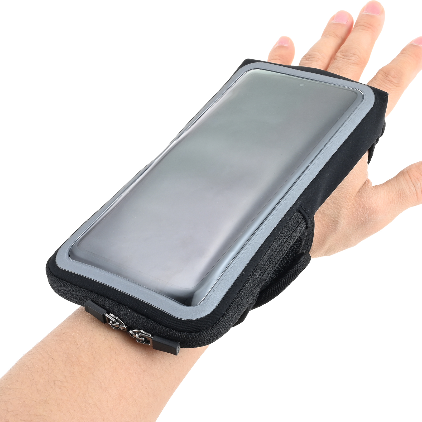 1pc 7-inch Black Wrist Arm Bag Phone Arm Sleeve Wristband Phone Holder for Running for iPhone Pro Max Plus 16/15/14/13/12/11