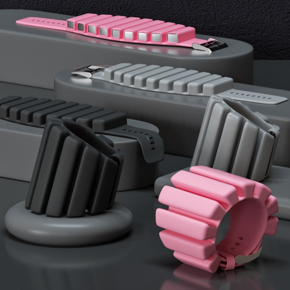 1 Pair 2 Lbs Wrist Weight Bracelet Silicone Adjustable Weighted Wrist Strap Waterproof Yoga Weight-bearing Fitness Equipment