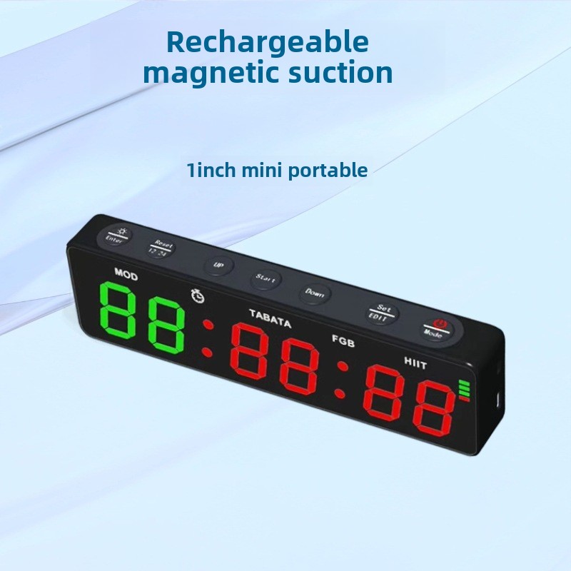 Cross-border new rechargeable fitness exercise timing outdoor magnetic exercise 1 inch mini portable timer