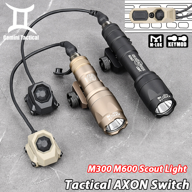 WADSN Tactical M300 M600 Surefi Flashlight Weapon Light AXON Switch Fit 20mm Picatinny MLOK KEYMOD Rail Hunting Airsoft Gun Lamp