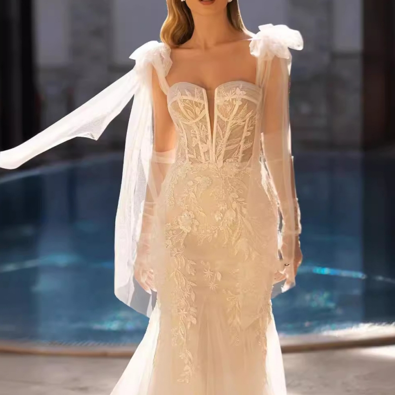 NA-W01 Custom Made Real Picture Princess Women Wedding Dresses Off Sholder Mermaid Bride Bridal Gown With Train Robe De Soiree