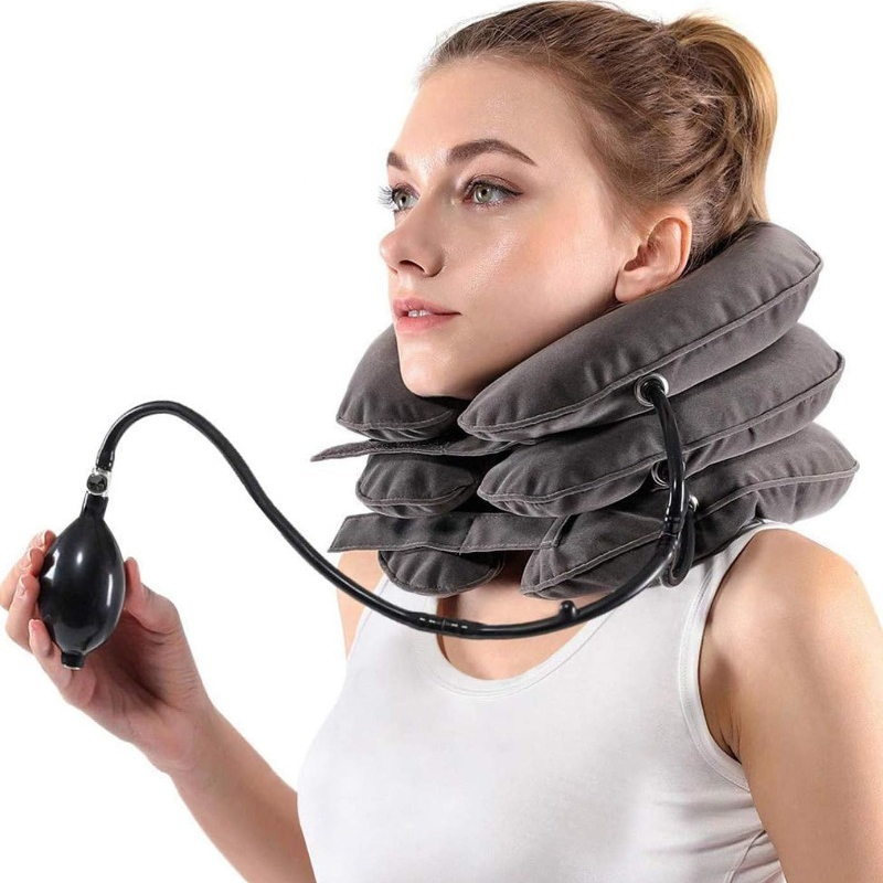 Cervical Neck Traction Device for Instant Neck Pain Relief - Home Use Inflatable & Adjustable Stretcher Support Brace
