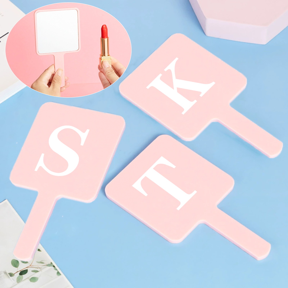 1pc Versatile Square Handheld Cosmetic Mirror Multi-Use For Home Office Great For Makeup Fixes Initial Name 26 Letters Pattern