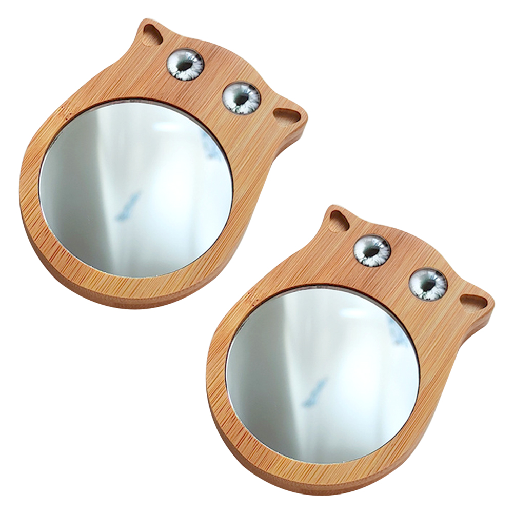 2Pcs Mini Makeup Mirror Portable Cat Shaped Compact Pocket Size Lightweight Travel Hiking Home Use High Definition Easy