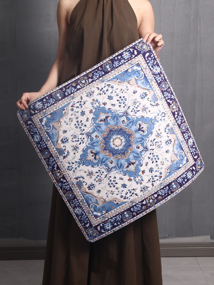 60cm Square Yoga Mat Suede Natural Rubber Circular Mat Yoga Mat Meditation Skipping Rope Skipping Exercise Anti Slip