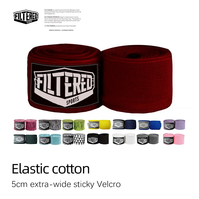 Filtered Sports 3m Women's  5m Men's Boxing Hand Wraps Bandages with Widened Velcro Soft Cotton Micro Elasticity FW01