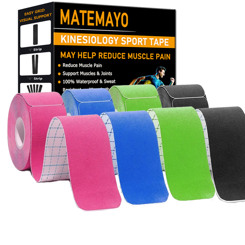 4 Rolls Kinesiology Tape Cotton Elastic Athletic Tape 20 Precut 10" Strips Each Sport Tape for Muscle Support Injury Prevention