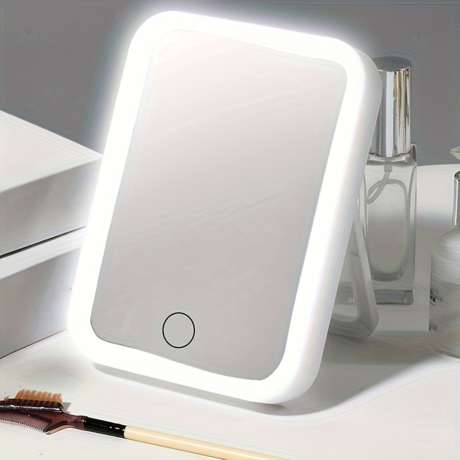 USB Rechargeable Portable Compact LED Vanity Mirror With  Screen Dimming Makeup Mirror