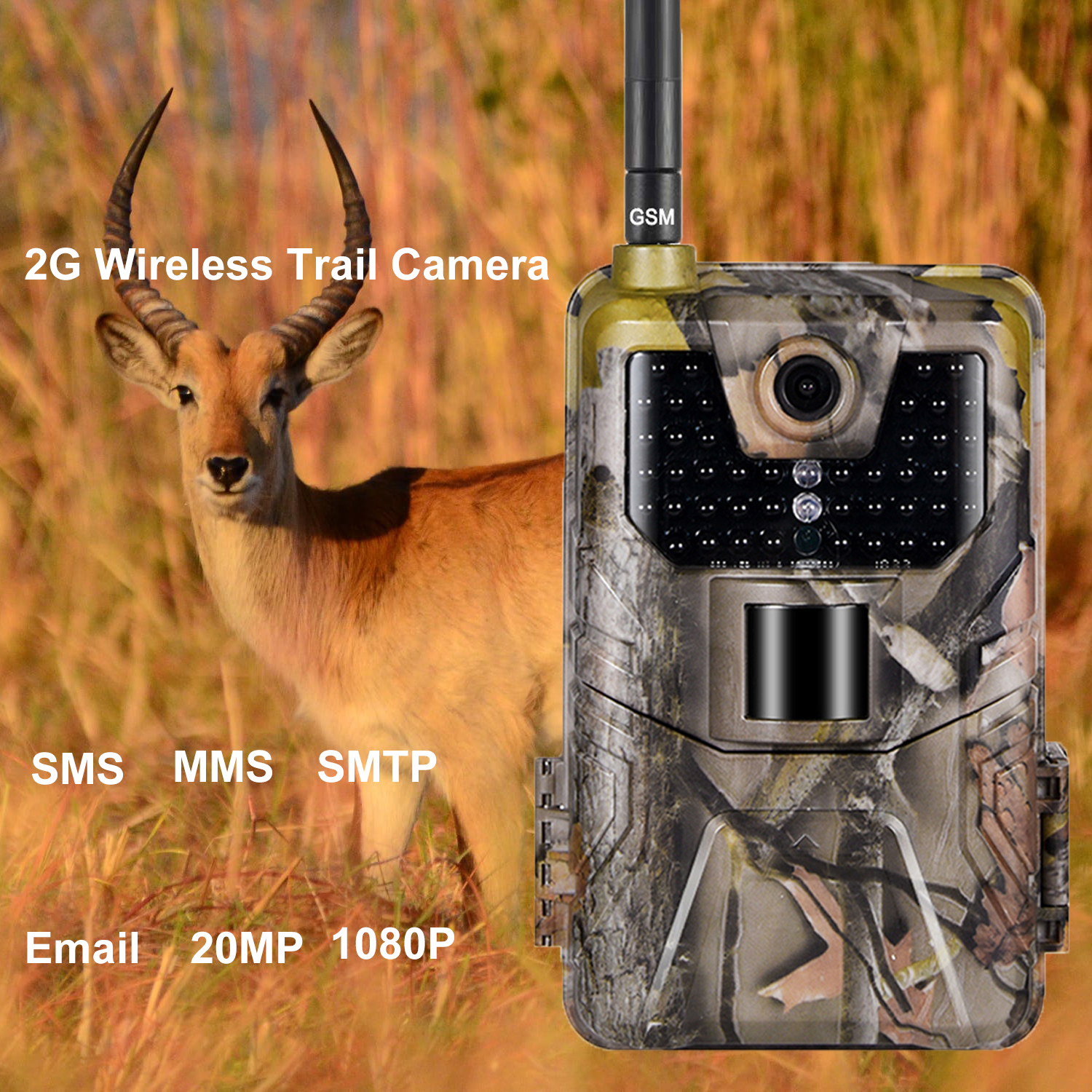 Wildlife Trail Camera Photo Traps Night Vision 2G SMS MMS SMTP Email Cellular Hunting Cameras HC900M 20MP 1080P Surveillance