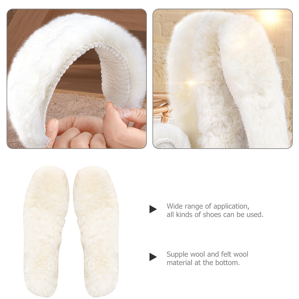 Insole Shoe Pads Boot Inserts Absorb Sweat Supple Wool Comfortable Warm Winter Thicken Reusable Durability Shoe