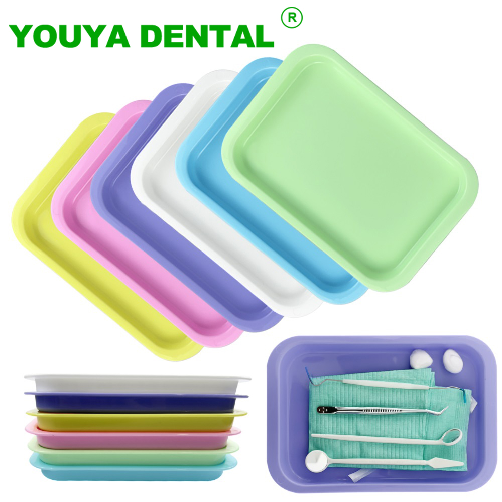 Dental Instrument Tray Colorful Plastic Medical Surgical Dish Autoclavable Divided Split Trays Square Plate Dentistry Lab Tools