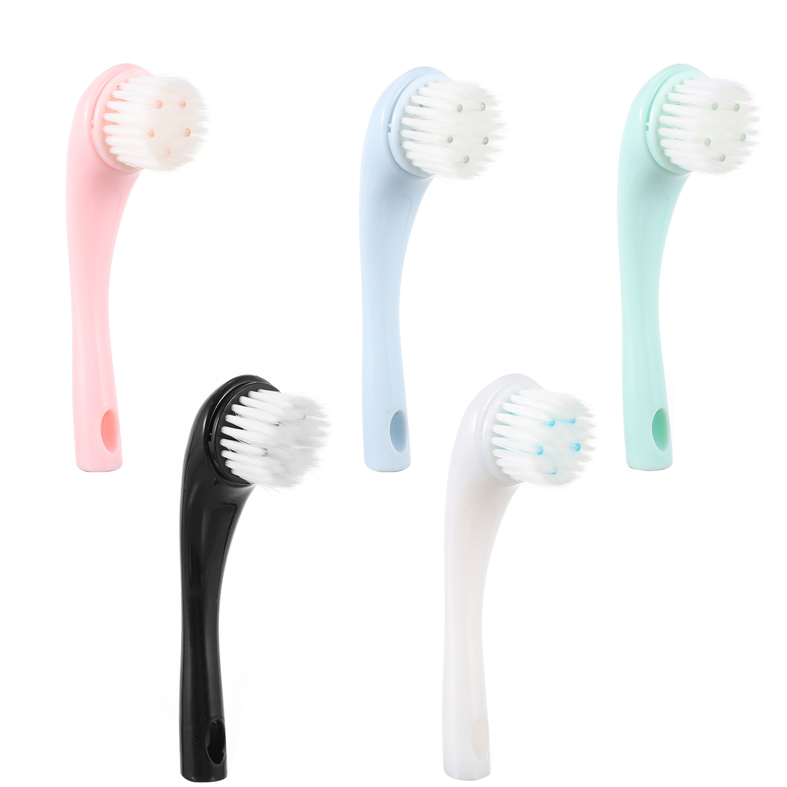 5pcs Soft Bristle Cleansing Brush Ergonomic Handle Deep Cleaning Tools Random Color Face Brushes Skincare Accessories