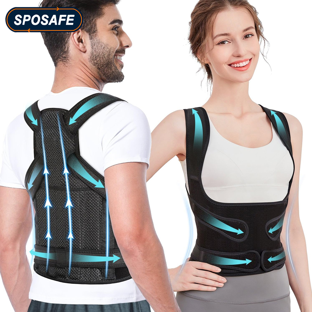 Men Women Adjustable Fully Back Posture Corrector Lumbar Back Support for Improve Hunchback, Upper & Lower Back Pain Relief