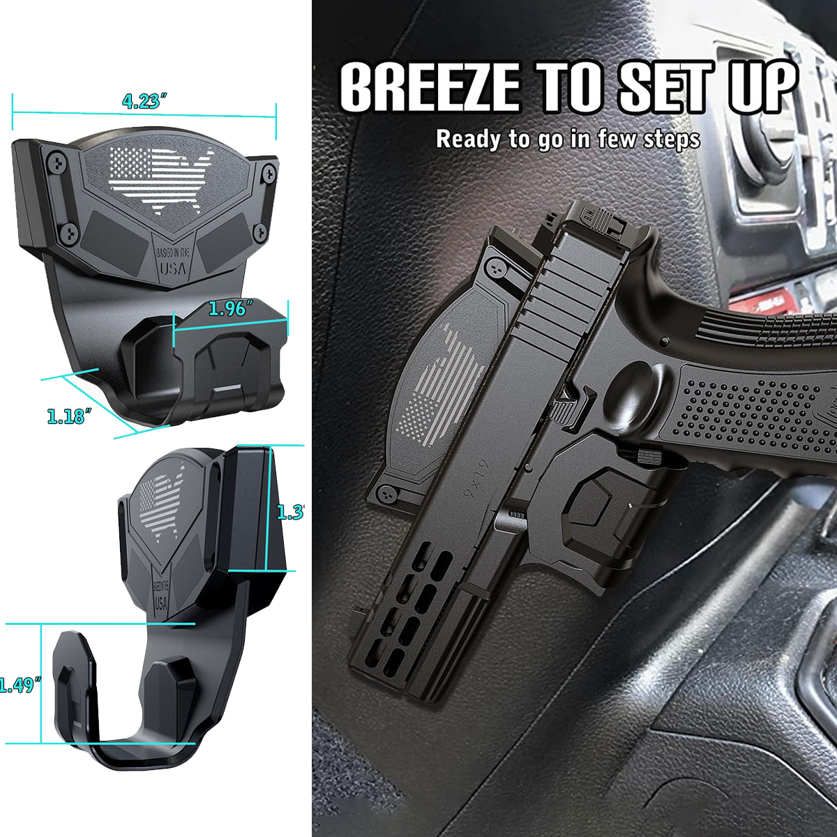 Gun Magnet Mount Pistol Shotgun Revolver with Trigger Guard Protect Magnetic Gun Mount for Truck Car Vehicle Desk Safe Wall