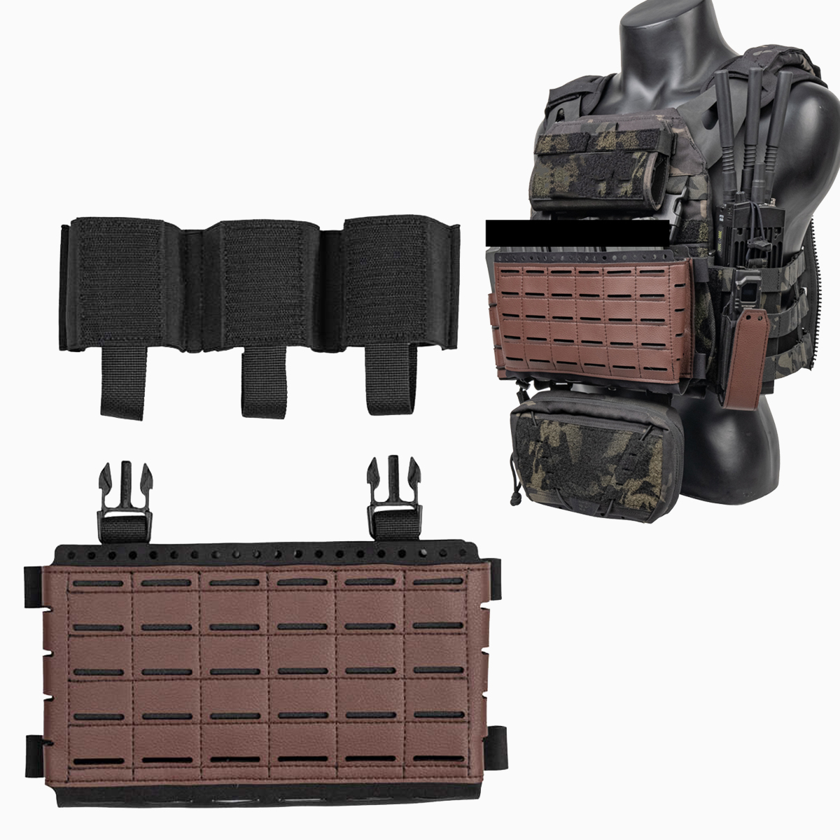 Lightweight Molle Tactical Chest Mount MK5 Hunting Vest Laser Cutting Triple Pack for Outdoor Airgun Shooting Role Playing