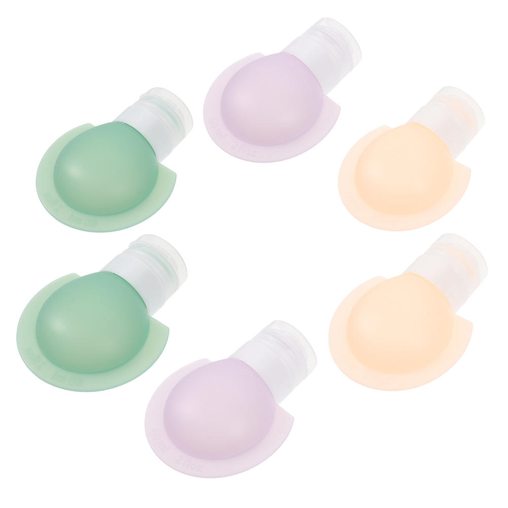 6 Pcs Travel Silicone Bottles Set Reusable Squeeze Shampoo Lotion Containers Portable Cosmetics Toiletries Bottle