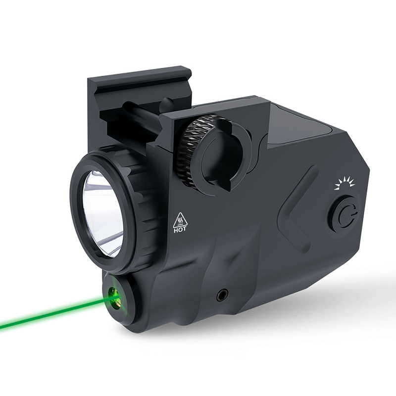 MDGRWY Red/Green Laser Combo 600 Lumens Rechargeable Flashlight with Strobe Function for Pistol Handgun with Picatinny Rail