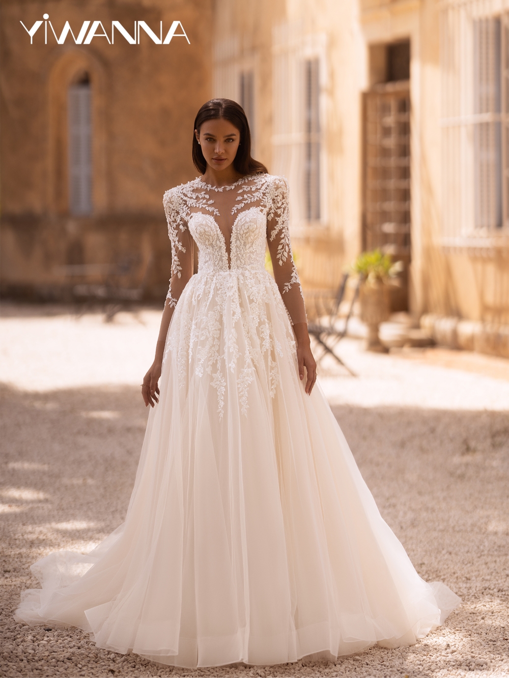 Dreamy Beaded Lace Appliques Wedding Dress Modest O neck Long Sleeve Bridal Gown Customized Charming A-line Dresses For Bride