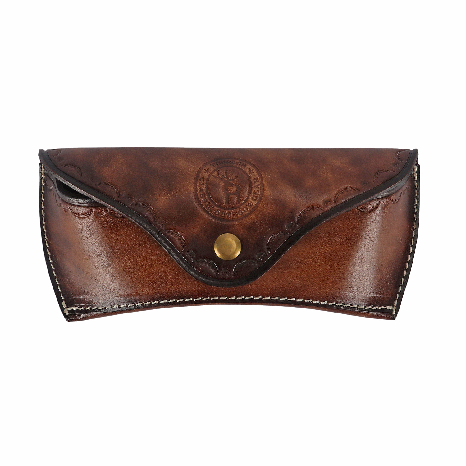 Tourbon Hunting Thick Sturdy Leather Eye Glasses Case Lightweight Sunglasses Protector Heavy Duty Portable Tool Box Brown Gift