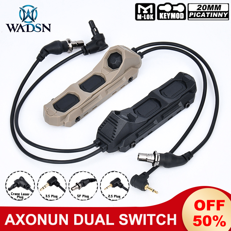 WADSN Mod Button UN-Axon Switch Dual Function Pressure 2.5mm 3.5mm SF Crane Plug For PEQ15 Surfire Flashlight Fit Mlok Keymod