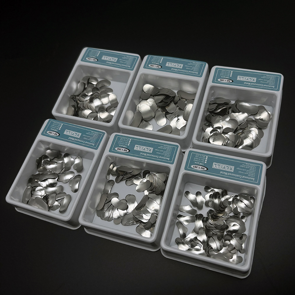 Dental Matrix Sectional Contoured Bands Kit Metal Rings for Teeth Forming Orthodontic Matriz Materials