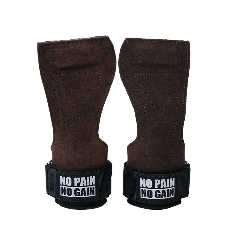 1 Pair Cowhide Fitness Power Straps Thicken Non-slip Sports Wrist Pads Workhard Durable Deadlift Power Straps Gym/Fitness