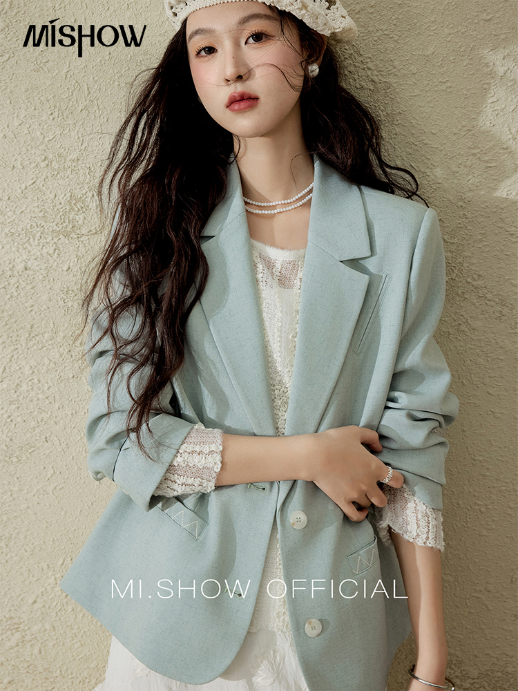MISHOW Women's Jacket Single Breasted Polyester Long Sleeve Office Lady Blazers Fashion Outerwears Solid Color Coats MXE12W0736