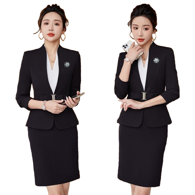 Formal Office Skirt Suit For Womens Blazers Skirt Set Long Sleeve Uniform Elegant Feminino Business Formal Work Suit oversize