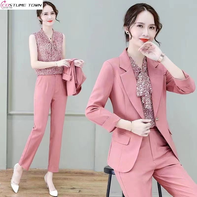 2024 Spring and Autumn Korean Edition New High End Small Suit Two Piece Set Fashion Slimming Suit Work Suit